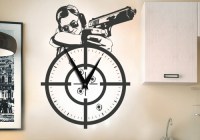 К0019А Креативные часы с наклейкой Меткий стрелок блэк